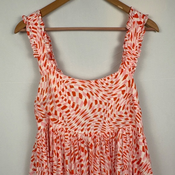 Fate Women Tiered Sleeveless Maxi Dress Sz M Babydoll Oversized Beachy Cut-out - Picture 2 of 16